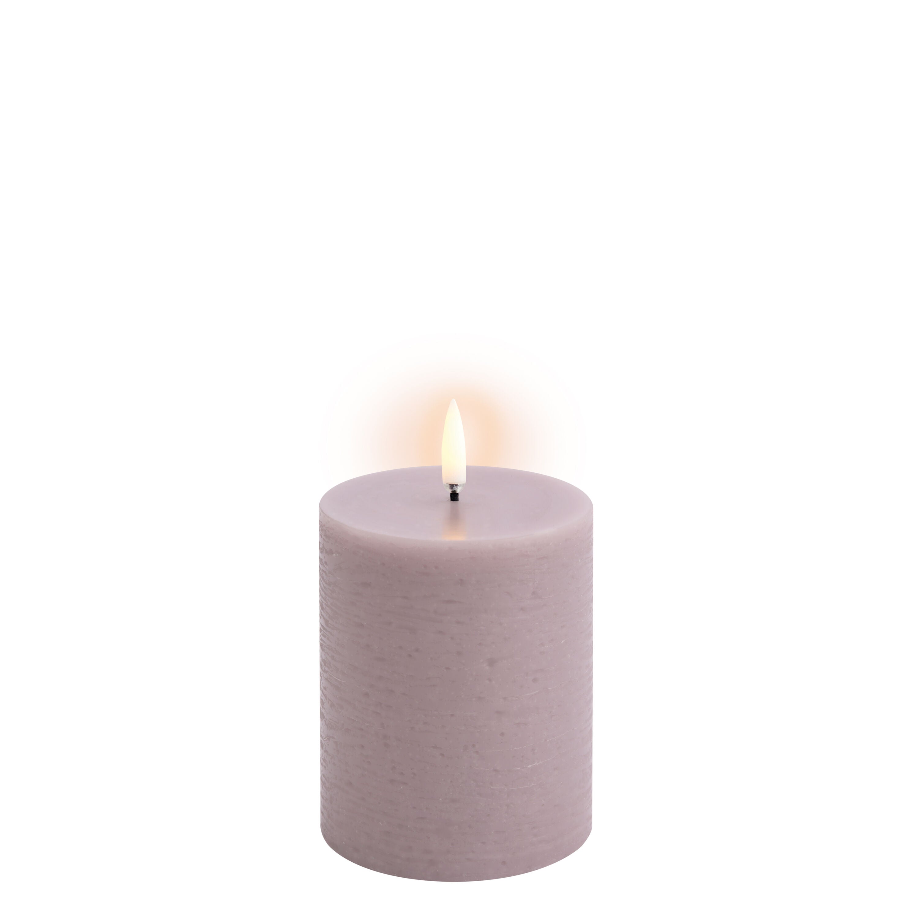 LED Rustic Pillar lys, Light Lavender - H10 cm.